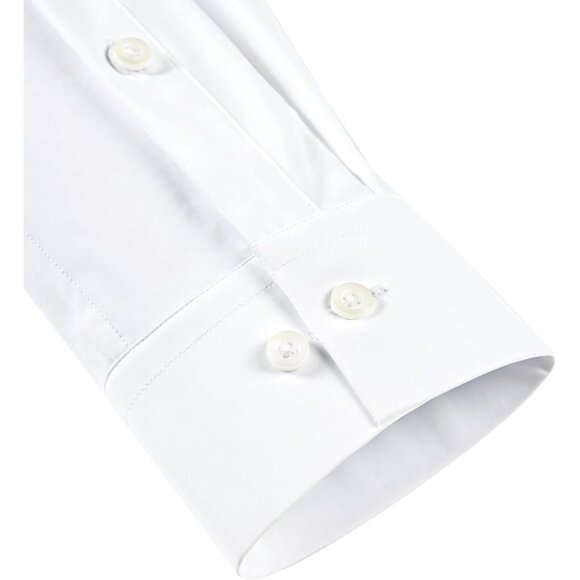Men All White Long Sleeve Slim Muscle Fit Wrinkle Free Button Down Dress Shirts - Picture 3 of 9